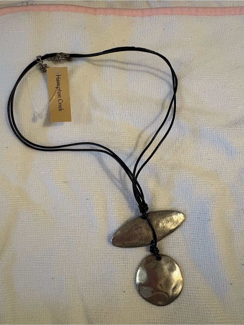 Black Cord Necklace with Silver-Tone Pendants